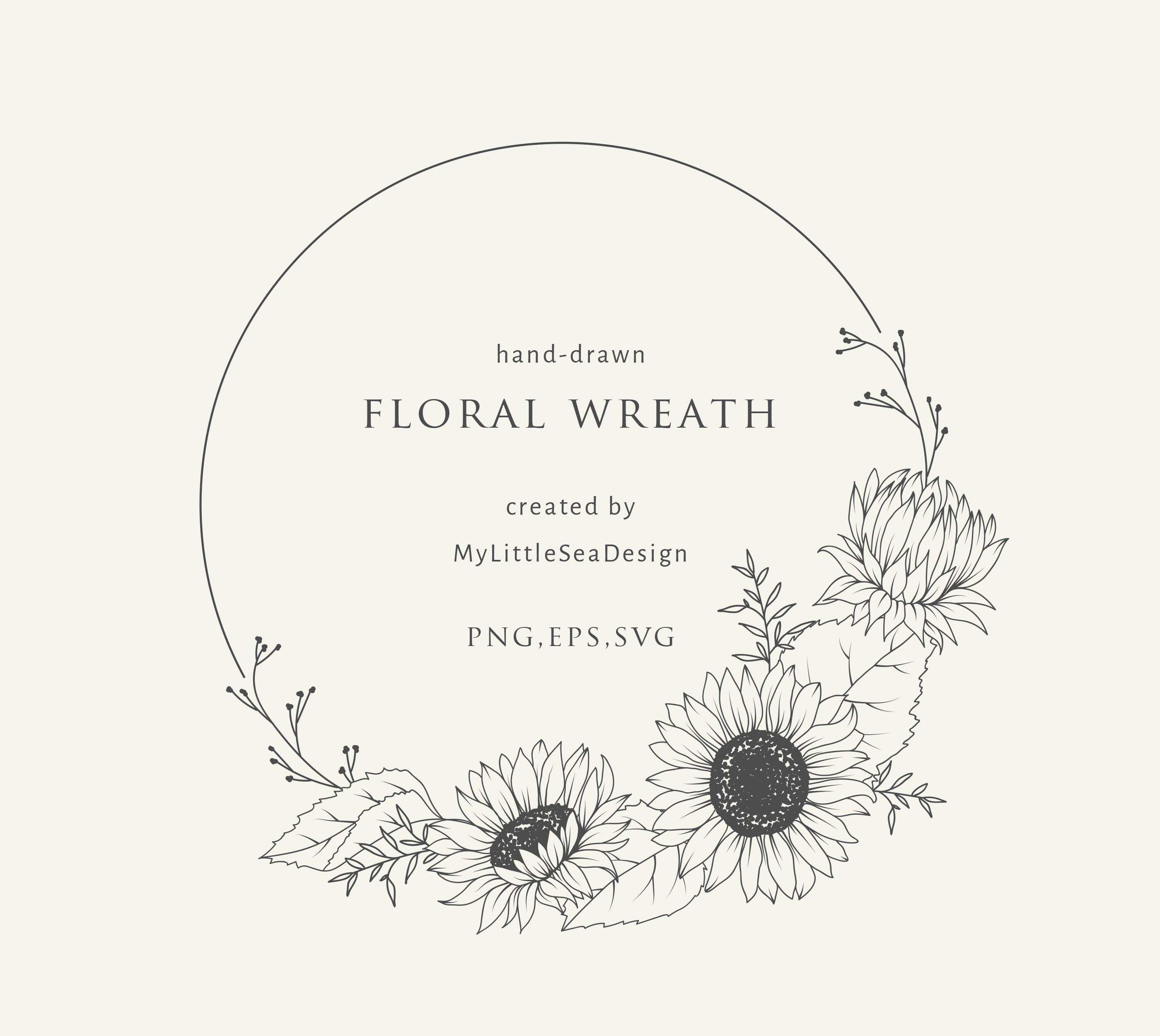 Free Free 221 Sunflower Wreath Svg Black And White SVG PNG EPS DXF File