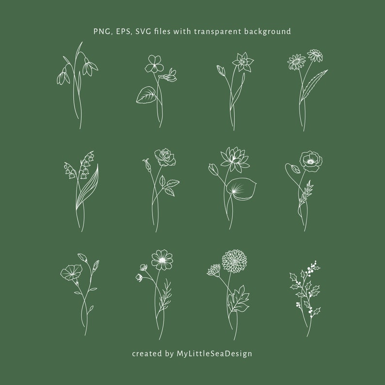 Download Birth Month Flowers SVG Clipart Floral Svg Bundle | Etsy