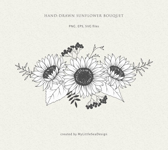 Sunflower Svg Png Bouquet Sunflower Wedding Clipart Fall Etsy