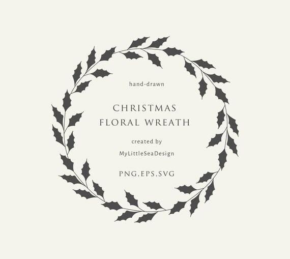 Download Christmas Floral Wreath Svg Winter Botanical Laurel Wreath Etsy