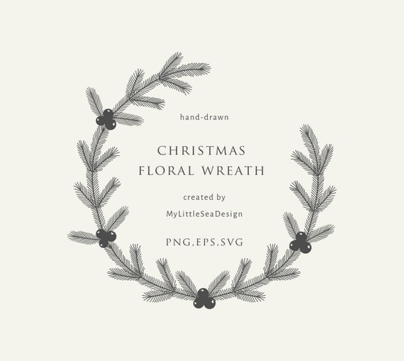 Download Christmas Floral Wreath Svg Winter Botanical Laurel Wreath Etsy