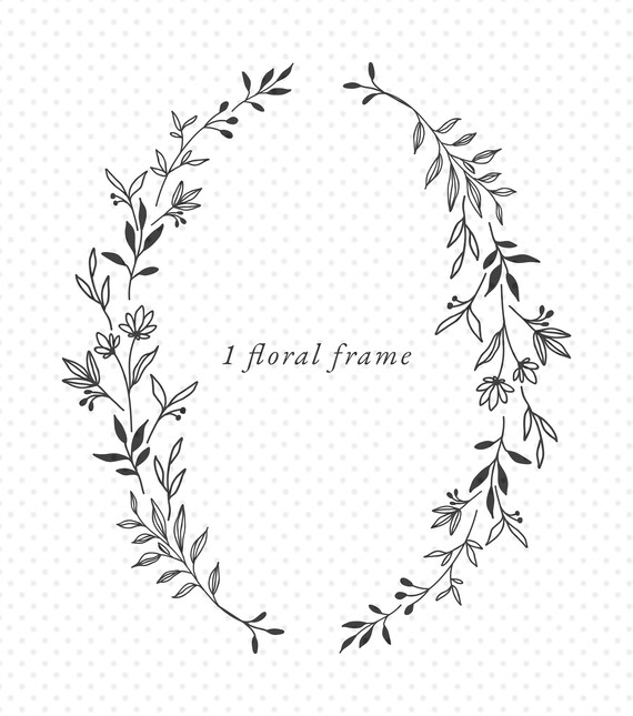 Download Free Hand Drawn Floral Frame Botanical Oval Wreath On Transparent Etsy SVG Cut Files