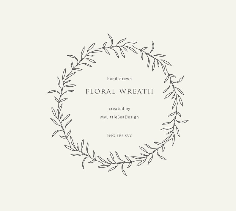 Botanical Oval Wreath On Transparent Background Hand Drawn Etsy