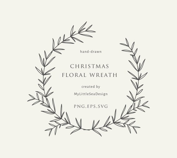 Download Christmas Floral Wreath Svg Winter Botanical Laurel Wreath Etsy