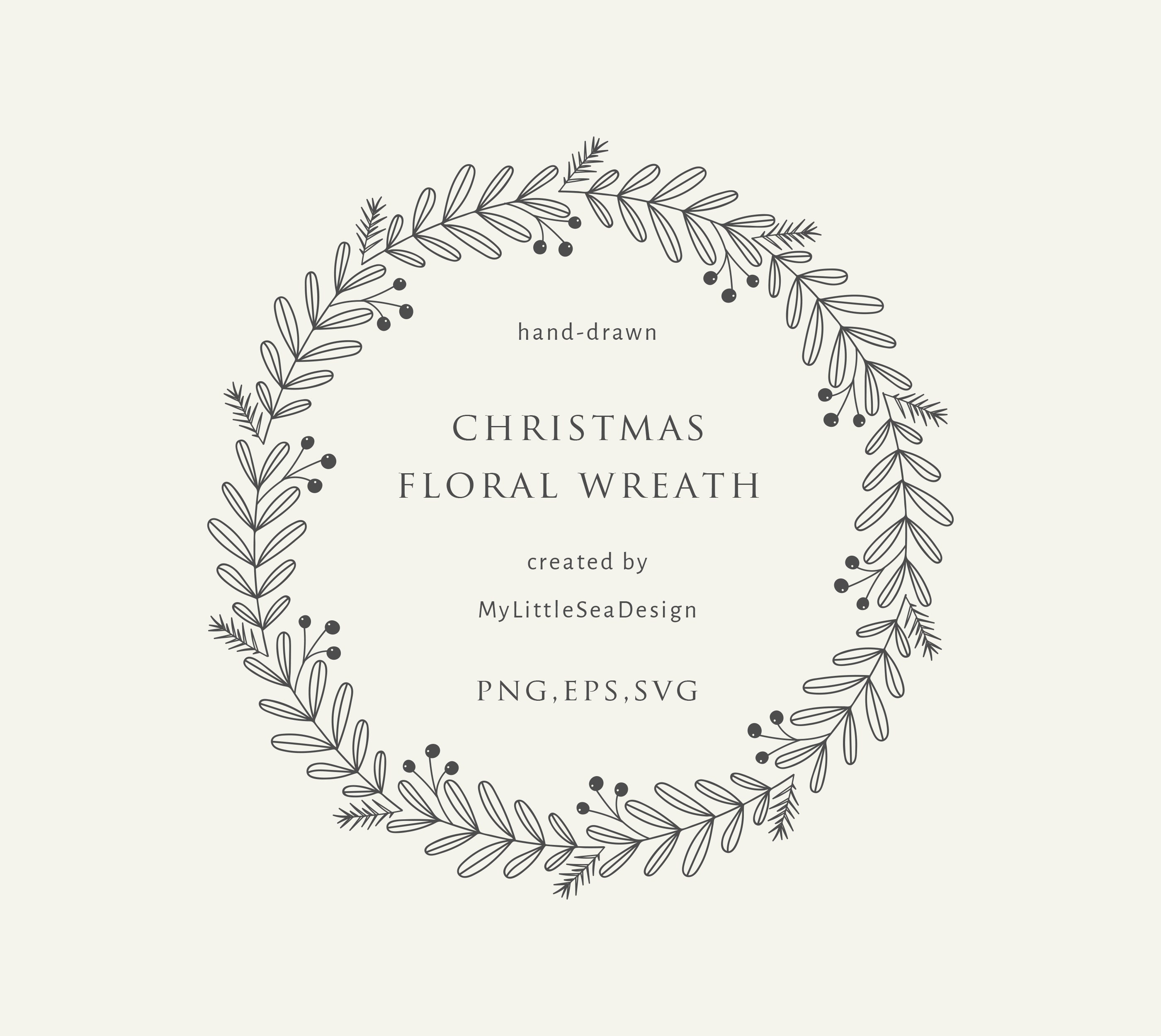 Download Christmas Floral Wreath Svg Winter Botanical Laurel Wreath Etsy