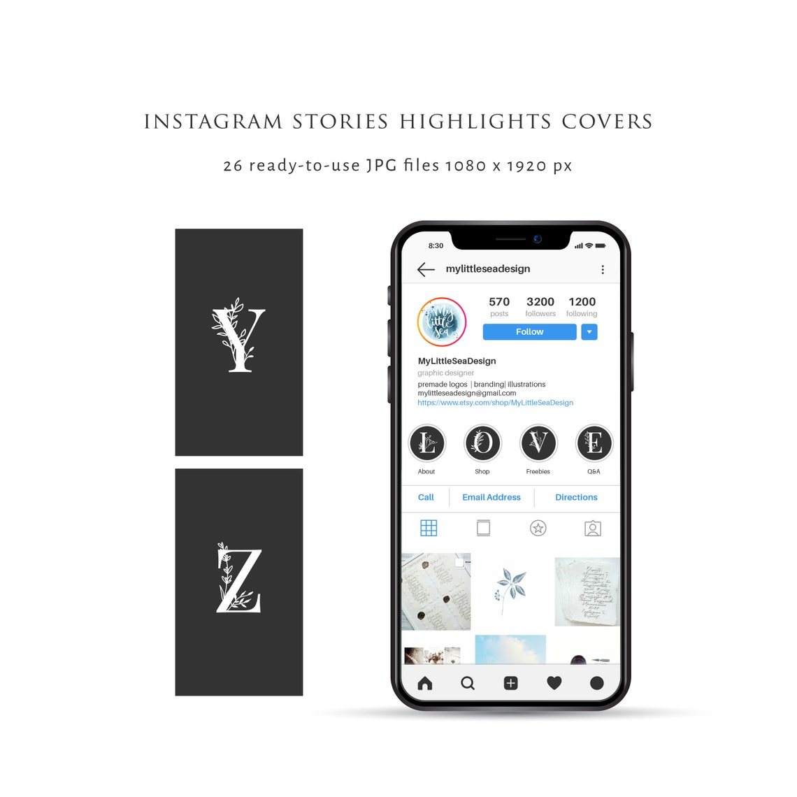 Alphabet Instagram Stories Highlight Covers Black Instagram Etsy