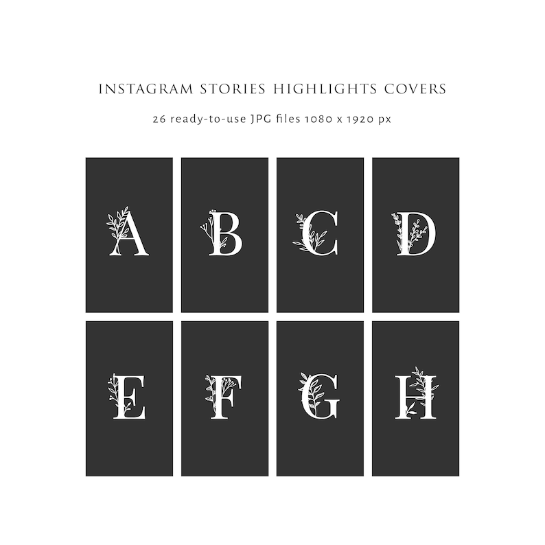 Alphabet Instagram Stories Highlight Covers Black Instagram | Etsy