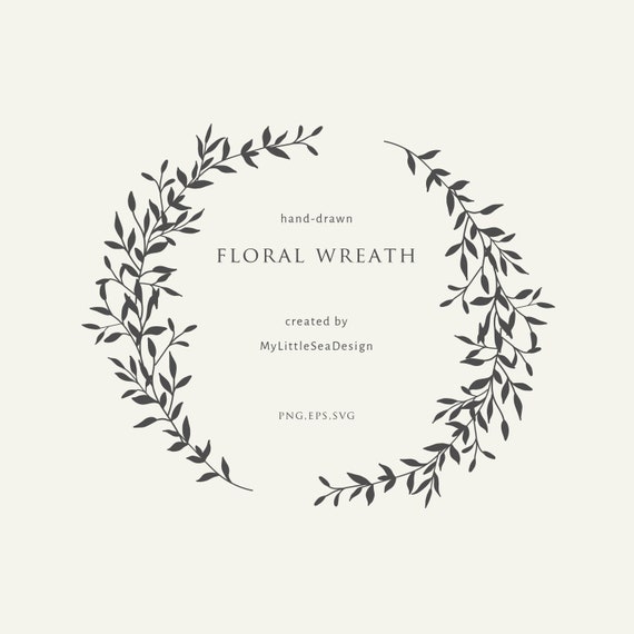 Botanical Oval Wreath On Transparent Background Hand Drawn Etsy