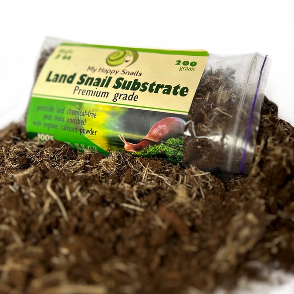 Land Snail Substrate 200 Grams - Organic Peat Moss with Organic Calcium for Terrarium Vivarium Snailarium