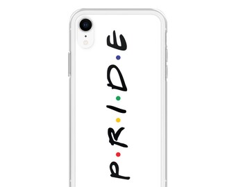 Pride Friends Inspired Font on White Background iPhone Case
