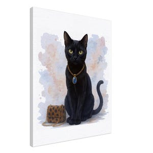 Glam Black Cat Canvas Wall Art – Wooden Framed Canvas