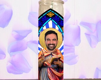 Saint Zohran Mamdani Prayer Candle | New York City Mayor Fan Art Prayer Candle | 2025 Election NYC