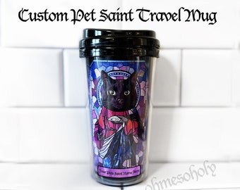 Custom Coffee Tumbler | Pet Prayer Custom Coffee Mug | Dog Saint Custom Travel Mug | Custom Saint Travel Mugs