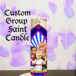 Custom Group Saint Candle| Mothers Day Candle for Three | Your Face on a Custom Saint Candle