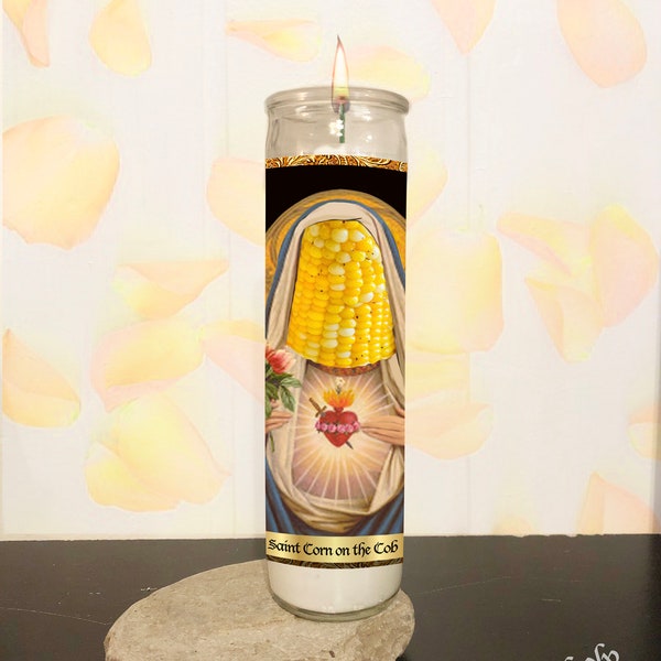 Saint Corn on the Cob Prayer Candle | Saint Candle Digitally Illustrated Art