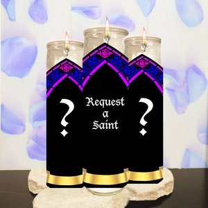 Request A Saint Custom Saint Candles Personalized Prayer Candles Custom Celebrity Prayer Candles image 1