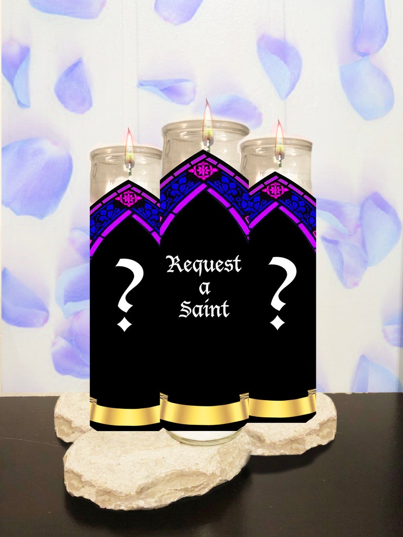 Request A Saint Custom Saint Candles Personalized Prayer Candles Custom Celebrity Prayer Candles image 1