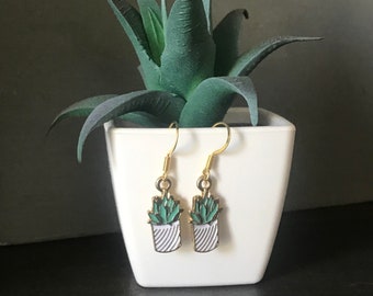 Succulent Earrings, Dangle Succulent Earrings, Plant Earrings, Succulent Pot Earrings, Plant Lover, Mothers Day Gift