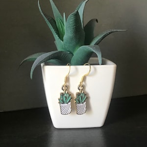 Succulent Earrings, Dangle Succulent Earrings, Plant Earrings, Succulent Pot Earrings, Plant Lover, Mothers Day Gift
