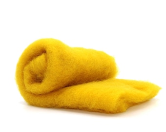 Needle felting wool batting Carded wool batt mustard yellow Wet felting fiber supplies Canada