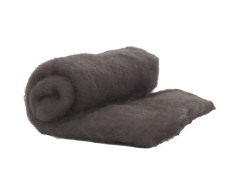 Carded wool batting Grey needle felting wool batt Pewter Natural soft spinning fiber British supplies Canada
