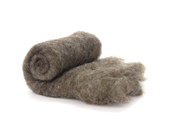 Carded wool batting for needle felting wool batts Natural brown woodland animal colors for bear, rabbit, mouse Spinning fiber