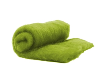 Carded wool batting Needle felting wool batt Natural soft spinning fiber British supplies Canada Lichen Moss green Sage