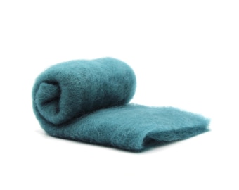 May include: A teal blue roll of wool felt fabric. The felt is soft and fluffy, and it is perfect for crafting projects.