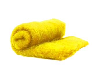 Yellow felting wool batting for spinning Needle felting wool batts Buttercup Perendale wet felting supplies Canada