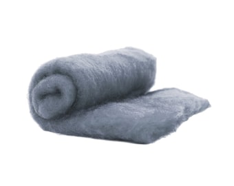 Wool batting Grey carded wool for needle felting Wool batts for spinning fiber Ash Granite