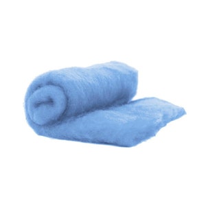 May include: A rolled up light blue towel, made of soft, fluffy material.