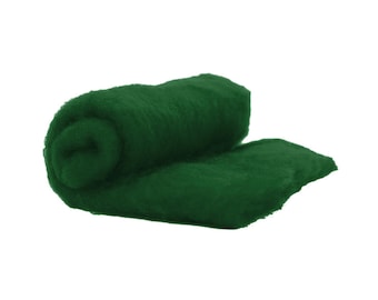 Wool batting for needle felting Carded wool batt for spinning Wet felting fiber Forest Green felting supplies Canada