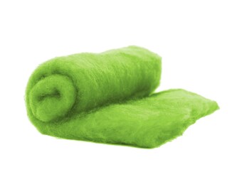 Nappe de laine pour feutrer à l'aiguille Rembourrage de laine à filer Laine cardée Fibre douce à filer Feuille Lime Vert clair