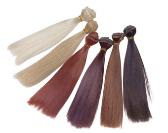 Long straight doll hair wefts 8" Doll hair accessory Doll making synthetic doll wig Dirty blond Brunette Brown Redhead