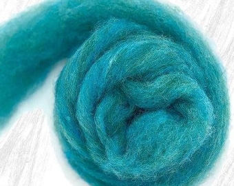 Blended wool roving Needle felting wool Carded corriedale roving wool 0.5 oz, 1 oz Mixed color Spinning fiber Blue #1 corriedale fleece