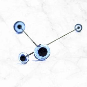 Blue glass eyes on wire 6mm, 9mm Needle felting eyes on stick Glass eyes for art dolls making crafts animals Needle felting supplies