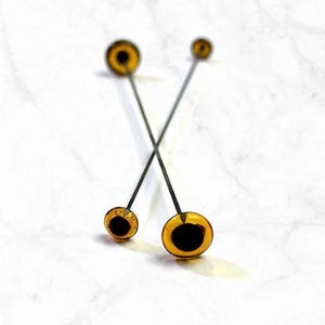 Amber needle felting eyes on stick 6mm, 9mm Glass eyes on wire Glass eyes for teddy bears doll making crafts animals Needle felting supplies