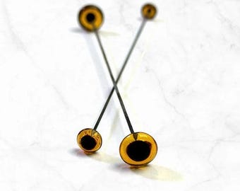 Bernstein Nadelfilzaugen on stick 6 mm, 9mm Glasaugen auf Draht Glasaugen für Teddybären Puppenherstellung Handwerk Tiere Nadelfilzbedarf