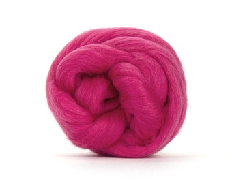 Wool roving for needle felting Spinning Fiber Combed Merino top Wet felting wool Rose Bright Fuchsia Hot pink