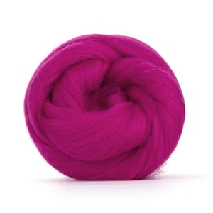 Dyed combed top Merino wool roving for spinning Wet and Needle felting wool Weaving fiber Raspberry Plum Fuchsia Light purple