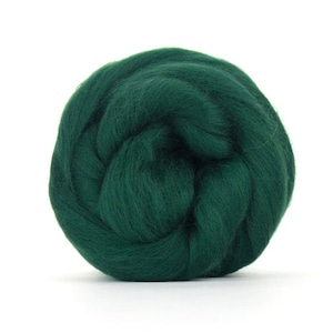 Merino wool roving for spinning Needle felting wool Spinning fiber Wet felting fiber Conifer Hunter dark green Merino top