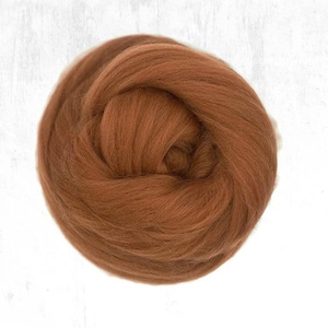 Merino roving 18 micron Superfine Merino wool roving 18.5 mic Wet felting wool top Super soft spinning fiber Sienna Light brown