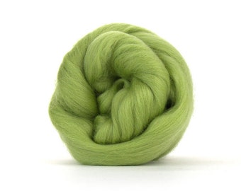 Merino wool roving (top) for wet, needle felting, spinning, weaving Green felting wool Spinning fiber