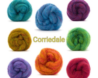 Carded Corriedale fleece 0.5 oz, 1 oz Needle felting wool assortment Spinning fibre roving