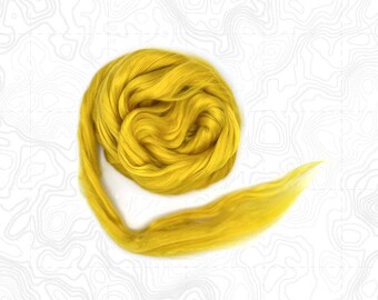 Maulbeerseide Klasse A Gelb gefärbte Seide Kammzug Luxus Spinnfaser Nuno, Nass- und Nadelfilzen, Mischen, Basteln, Papierherstellung