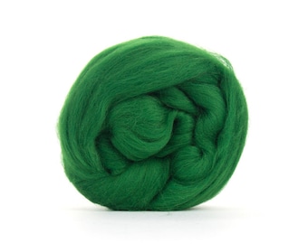 Merino wool roving Felting wool Spinning fiber Forest green