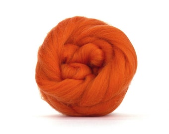 Mèche de laine Mèche de laine mérinos à filer Mèche de laine Laine à feutrer Canada Fibre à tisser Haut peigné Citrouille Automne orange brûlé