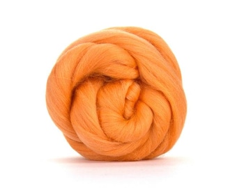 Mèche de laine mérinos pour feutrer à l'aiguille, dessus de laine peignée, filature, fibre pêche orange abricot nuno, fournitures de feutrage humide