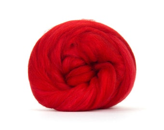 Needle felting wool roving Merino wool 23 mic Spinning fiber Wet felting wool top Bright red Scarlet