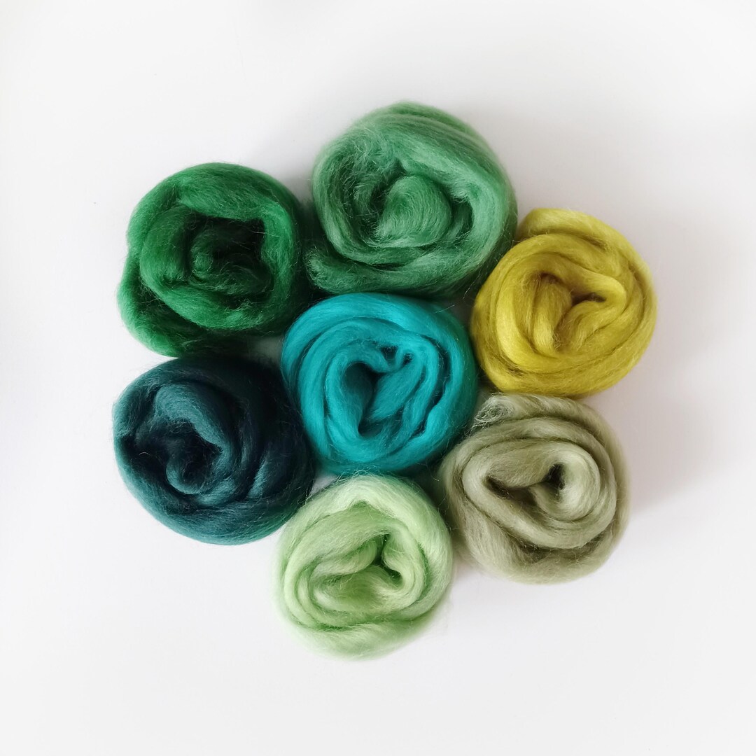 Merino Wool Roving Set of 7 Colors 70g Needle Felting Wool for Spinning ...